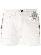 Mr & Mrs Italy Embellished Denim Shorts - White