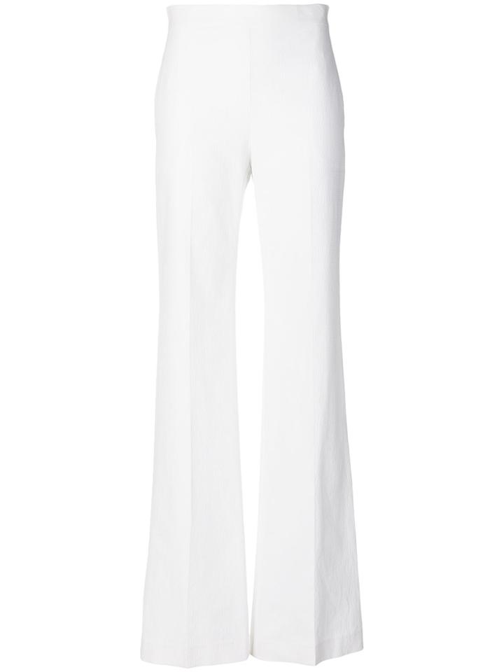 Blumarine High-waisted Flared Pleated Trousers - White