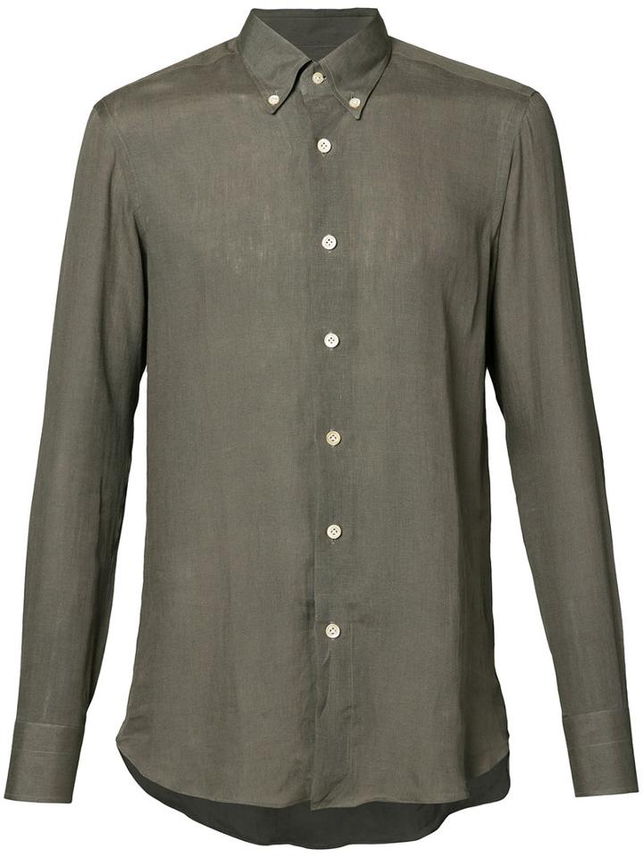 Simeone Napoli Classic Shirt, Men's, Size: 40, Grey, Linen/flax