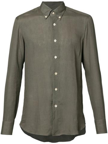 Simeone Napoli Classic Shirt, Men's, Size: 40, Grey, Linen/flax