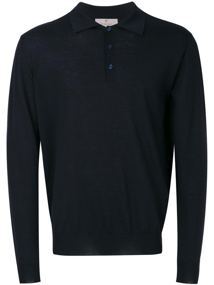 Canali Longsleeved Polo Shirt - Blue
