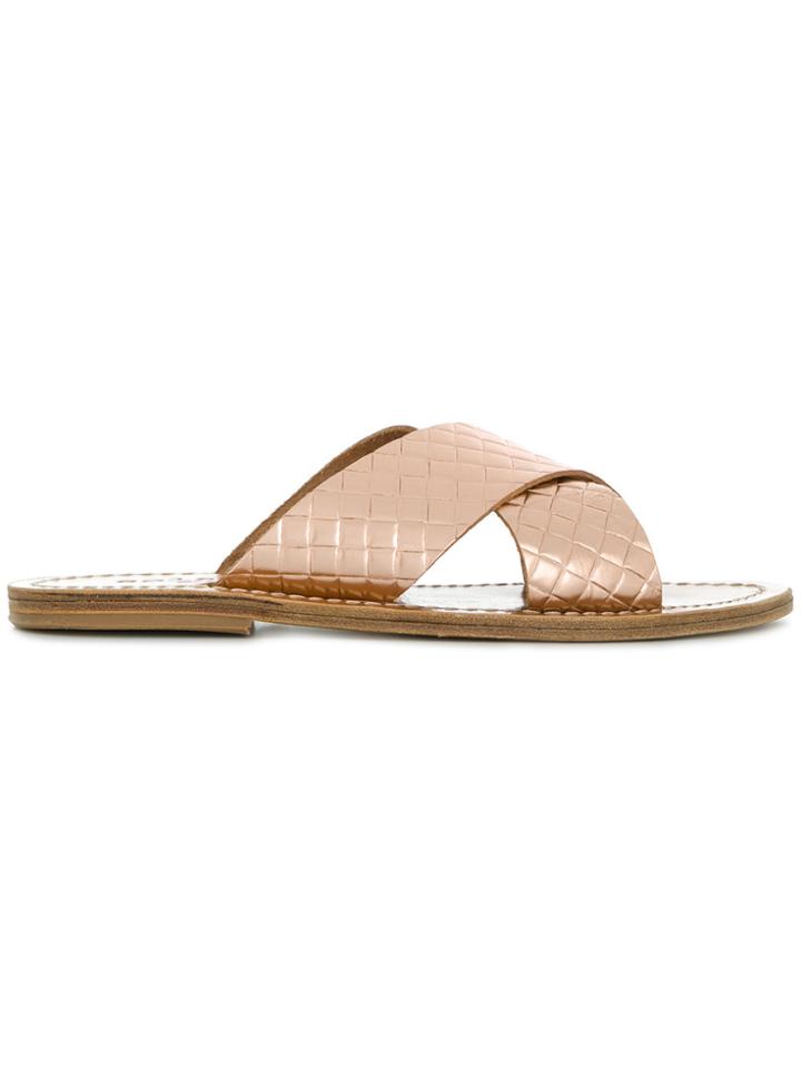 Solange Cross Strap Sandals - Metallic