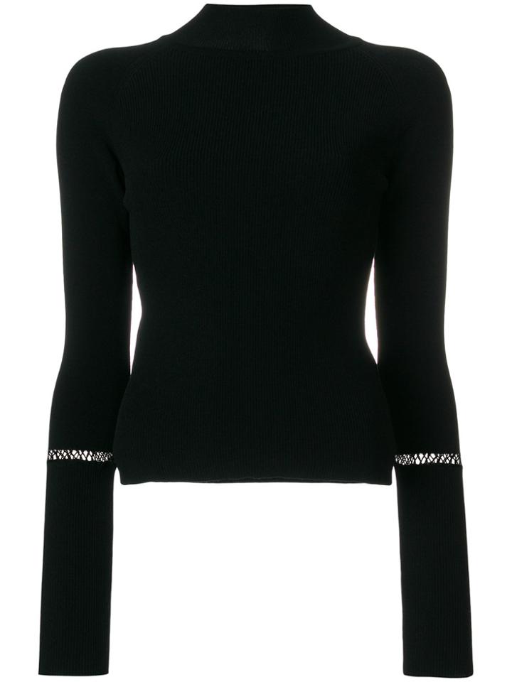 Alyx Crochet Insert Turtleneck Jumper - Black