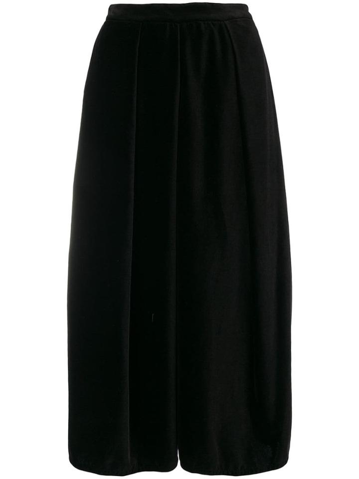 Dusan Cropped Wide Leg Trousers - Black
