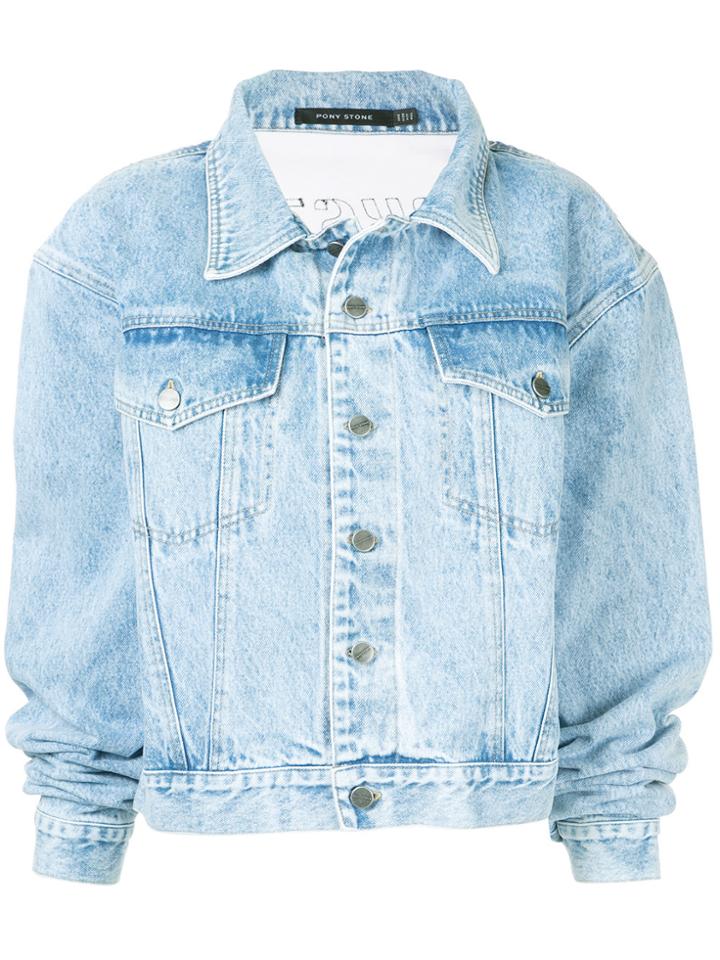 Pony Stone Acid Ash Denim Jacket - Blue