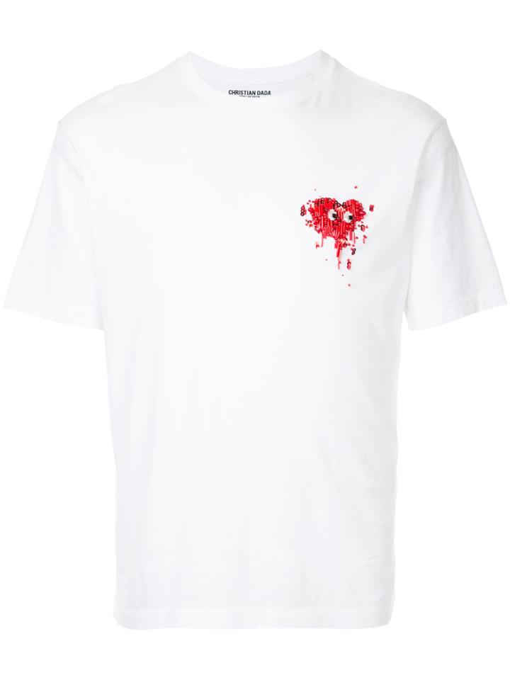 Christian Dada Embellished Heart T-shirt - White