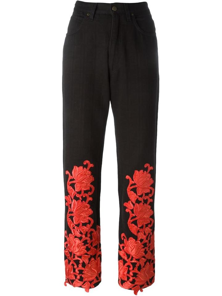 Fendi Vintage Floral Embroidered Trousers