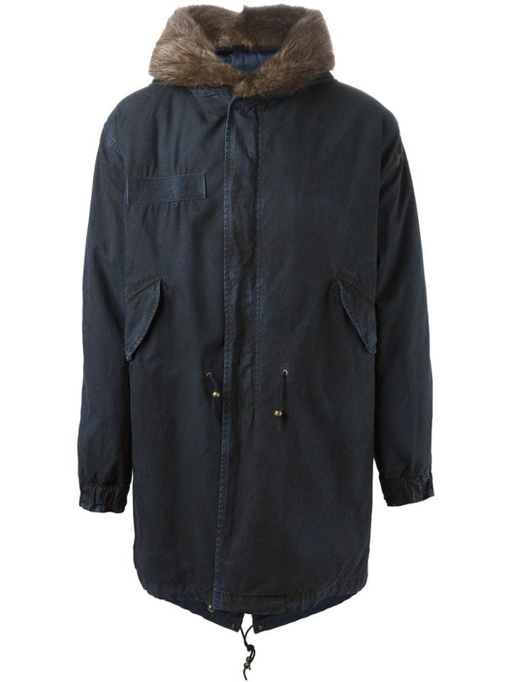 Mr & Mrs Italy Beaver Fur Trim Parka - Blue