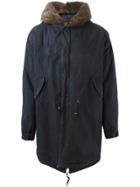 Mr & Mrs Italy Beaver Fur Trim Parka - Blue