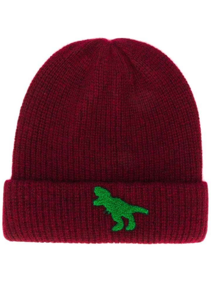 The Elder Statesman Cashmere Dinosaur-patch Beanie - Red