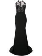 Alex Perry Embroidered Halter Neck Gown - Black