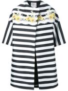 Antonio Marras Striped Lace Applique Oversized Coat