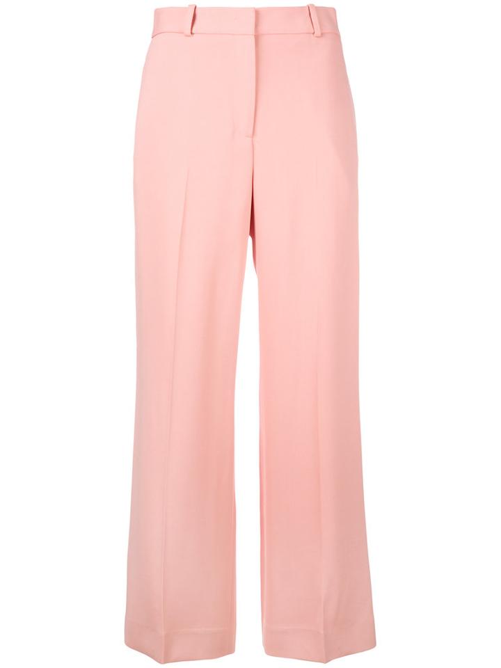 Ermanno Scervino - Wide Leg Cropped Trousers - Women - Spandex/elastane/acetate/cupro/viscose - 44, Pink/purple, Spandex/elastane/acetate/cupro/viscose