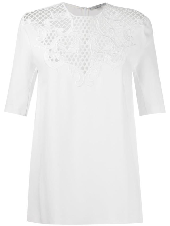 Stella Mccartney Perforated Lace Panel Blouse, Women's, Size: 40, White, Cotton/spandex/elastane/acetate/viscose