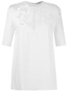 Stella Mccartney Perforated Lace Panel Blouse, Women's, Size: 40, White, Cotton/spandex/elastane/acetate/viscose