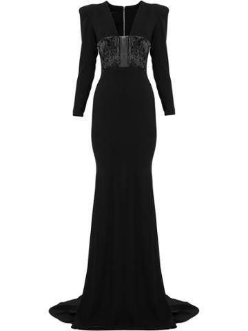 Alex Perry Easton Long Sleeved Gown - Black
