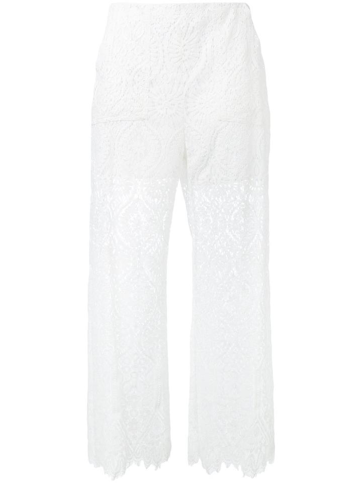Msgm - Lace Panel Trousers - Women - Polyamide/polyester/viscose - 38, White, Polyamide/polyester/viscose