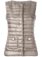 Herno Collarless Gilet, Women's, Size: 44, Brown, Polyamide/cotton/feather Down