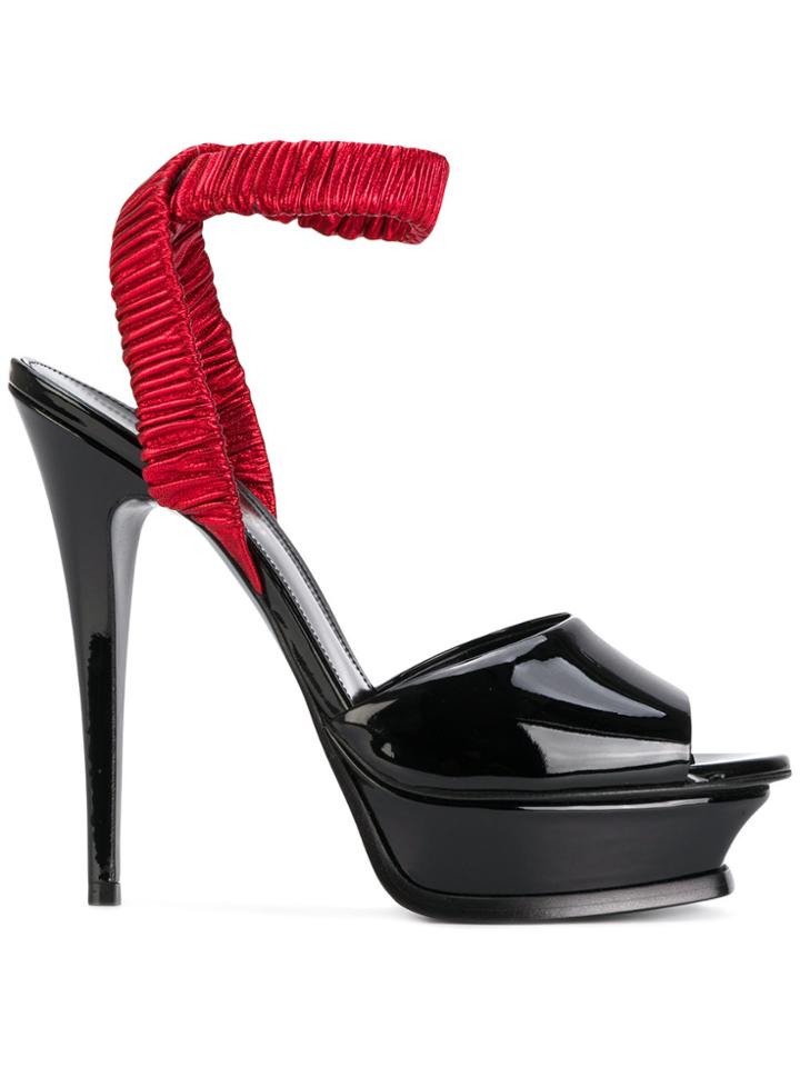 Saint Laurent Peep Toe Sandals - Black