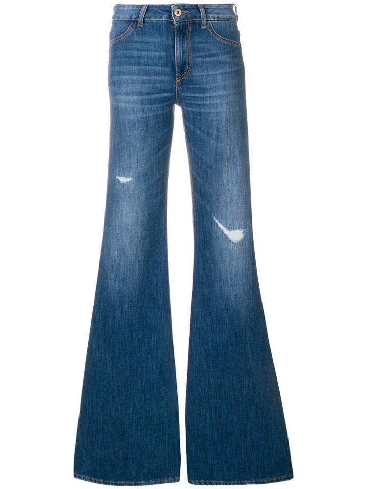 Dondup Faded Distressed Detail Flared Jeans - Blue