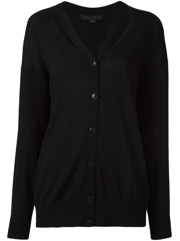 Alexander Wang Cut-out Detail Cardigan, Women's, Size: Large, Black, Merino