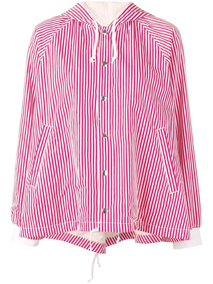 Comme Des Garçons Girl Striped Drawstring Hem Jacket - Red