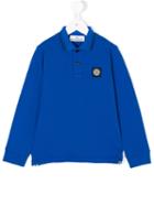 Stone Island Junior - Logo Long Sleeve Polo Shirt - Kids - Cotton/spandex/elastane - 10 Yrs, Blue