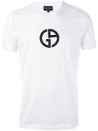 Giorgio Armani Logo Patch T-shirt, Men's, Size: 52, White, Cotton