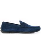Emporio Armani Logo Embossed Loafers - Blue