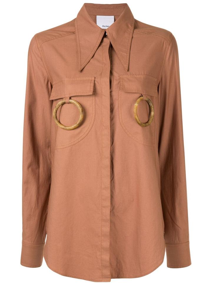 Acler Alameda Ring-embellished Shirt - Brown