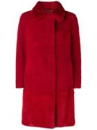 Blancha Single Breasted Fur Coat - Red