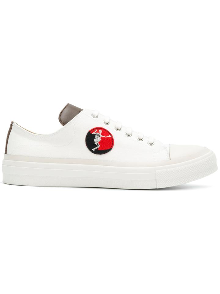 Alexander Mcqueen Dancing Skeleton Patch Low Top Sneakers - White