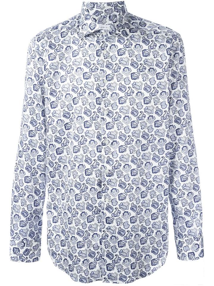 Etro Paisley Print Shirt, Men's, Size: 44, White, Cotton