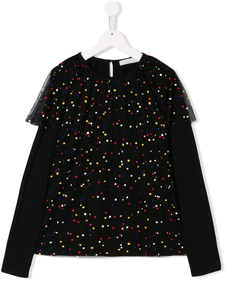 Stella Mccartney Kids Teen Paint Splatter Tulle Top - Black