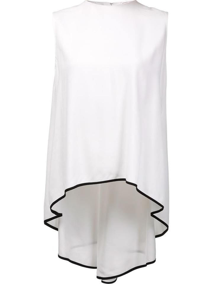 Adam Lippes Cascading Tail Sleeveless Blouse, Women's, Size: 6, White, Viscose