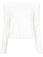 Frame Denim Off-shoulder Fitted Sweater - White
