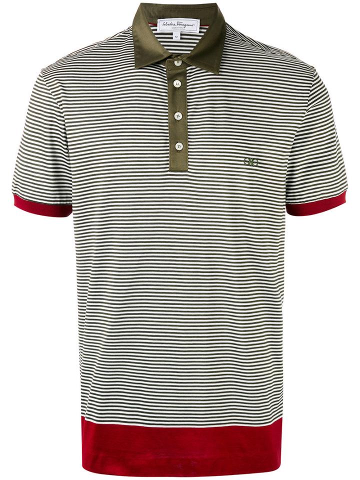 Salvatore Ferragamo - Striped Polo Shirt - Men - Cotton - L, Green, Cotton