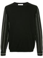 Ports V Striped Long Sleeve Jumper - Black