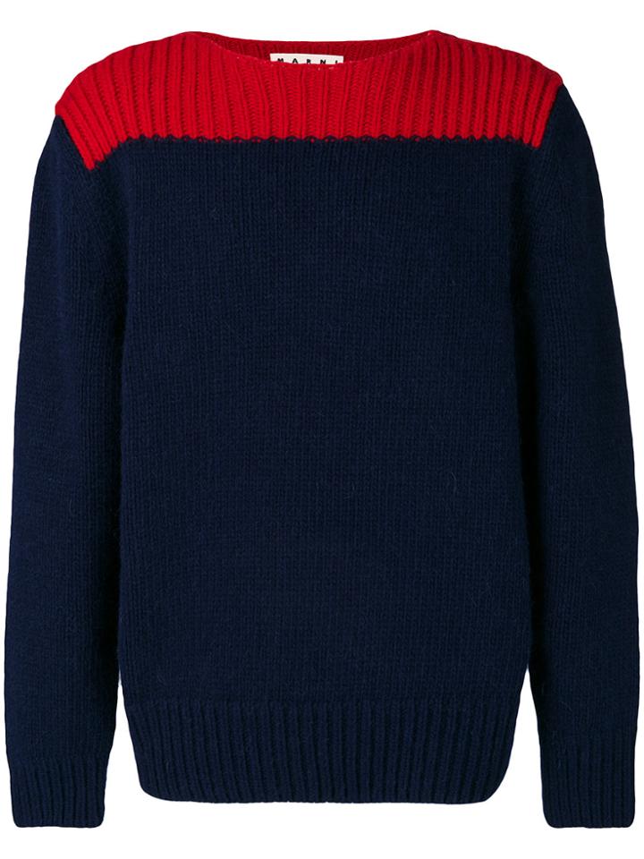 Marni Ribbed Colour Block Sweater - Blue