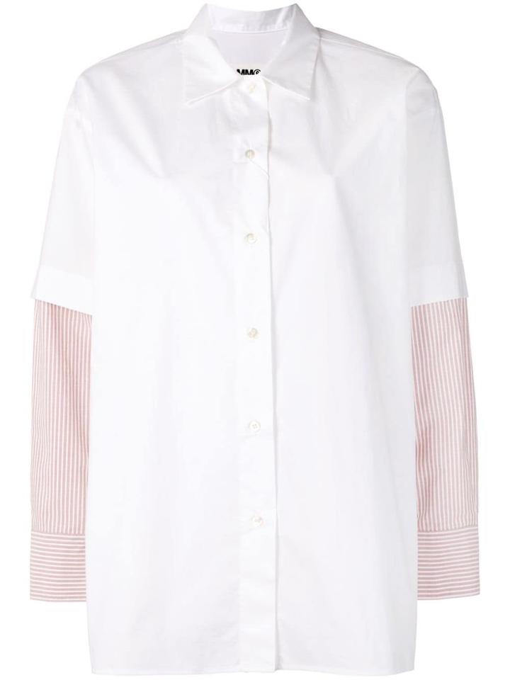 Mm6 Maison Margiela Striped Sleeve Shirt - White
