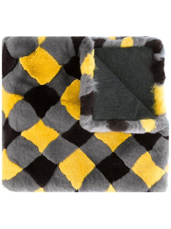 Marni Fur Lattice Stole, Women's, Grey, Rabbit Fur/virgin Wool