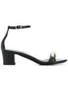 Lanvin Rhinestone Pearl Embellished Sandals - Black