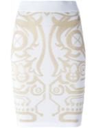 Versace Jeans Stylised Design Skirt, Women's, Size: Small, White, Polyamide/viscose/metallized Polyamide