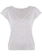 Blanca V-neck Knit T-shirt - Nude & Neutrals