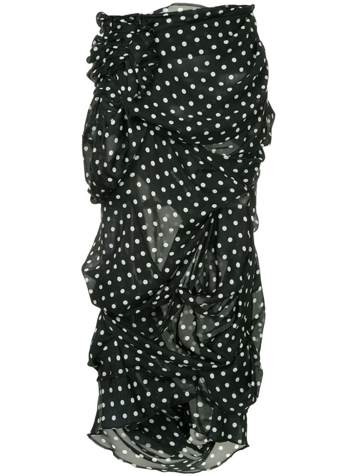 Comme Des Garçons Vintage Polka-dot Ruched Skirt - Black