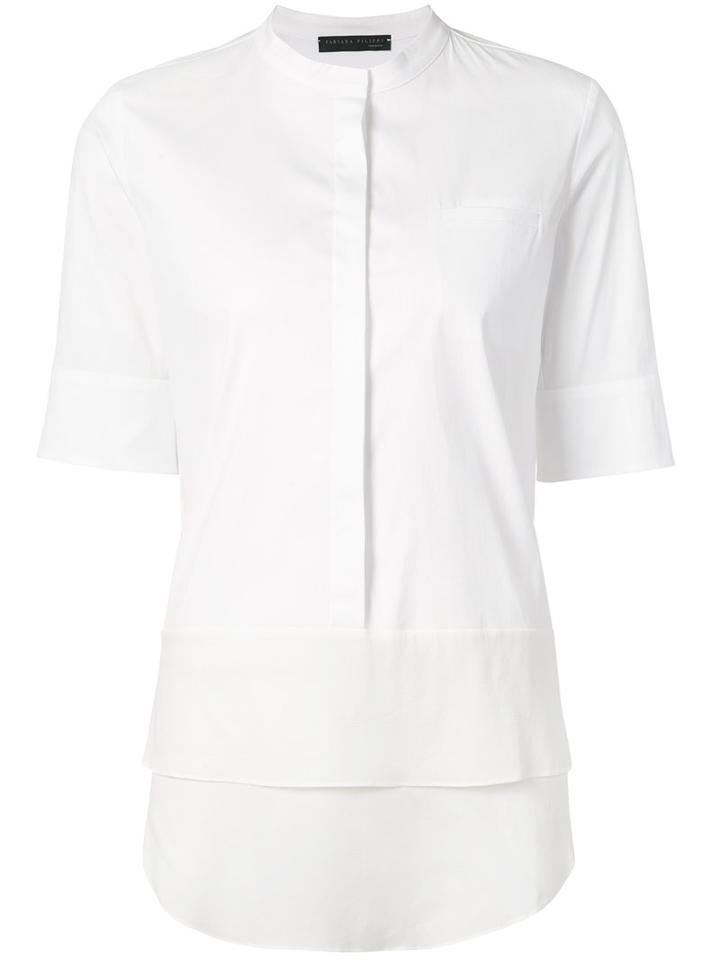 Fabiana Filippi - Layered Hem Shirt - Women - Cotton/polyamide/spandex/elastane - 44, White, Cotton/polyamide/spandex/elastane