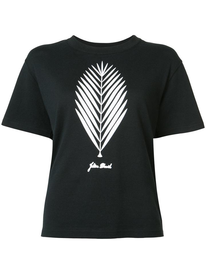 Julien David - Leaf Print T-shirt - Women - Cotton - S, Black, Cotton
