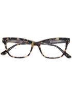 Bottega Veneta Eyewear Rectangle Frame Woven Detail Glasses - Brown