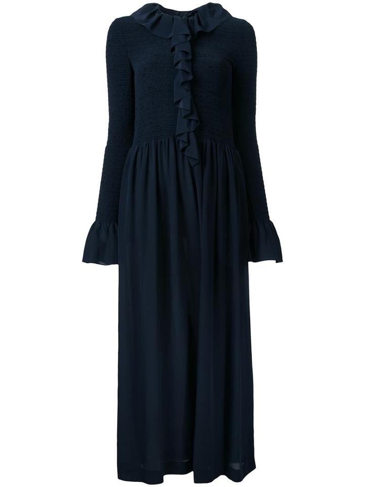 Stella Mccartney Ruffled Flared Skirt Dress, Women's, Size: 38, Blue, Silk