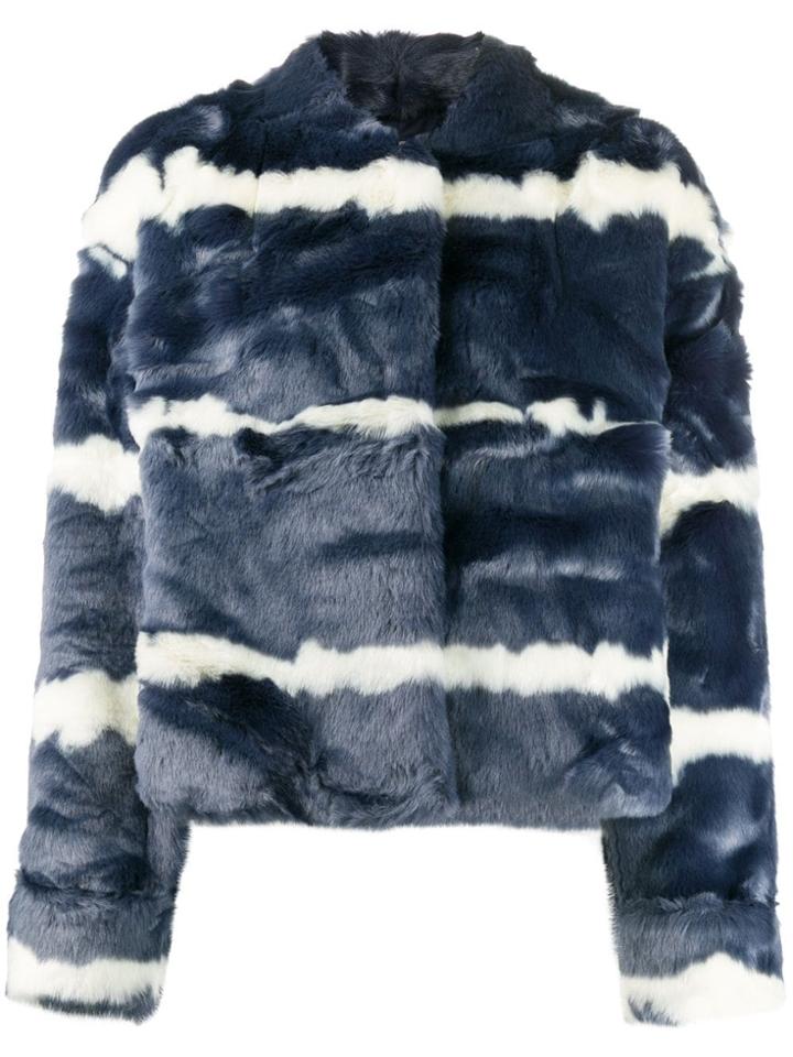 Charlotte Simone Cropped Faux Fur Jacket - Blue